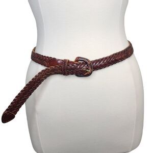 Vintage Men's Brown Braided Leather Belt Sz 30